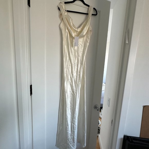 Reformation Ronda Silk Maxi Dress Sz 6 Ivory One Shoulder Asymmetrical Neck - Picture 13 of 13